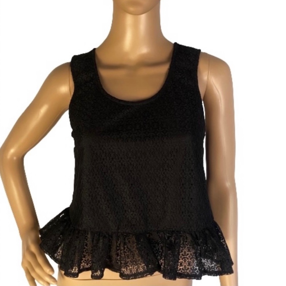 NEW TOPSHOP BLACK LACE PEPLUM TOP